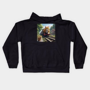 Cat Wanting To Be A Train Kids Hoodie